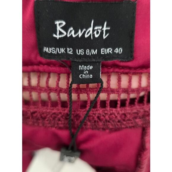 Bardot Women Halter Open Back Wine Cutouts Lace Midi Dress Sz 8 (0991) - Picture 4 of 5